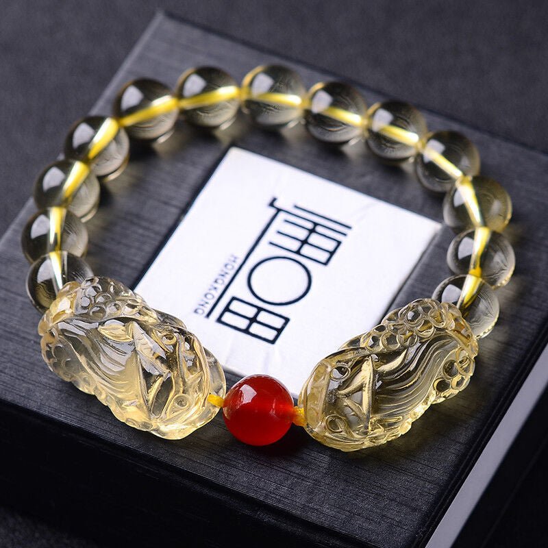 Natural Citrine Double Pixiu Bracelet - EclipticJew