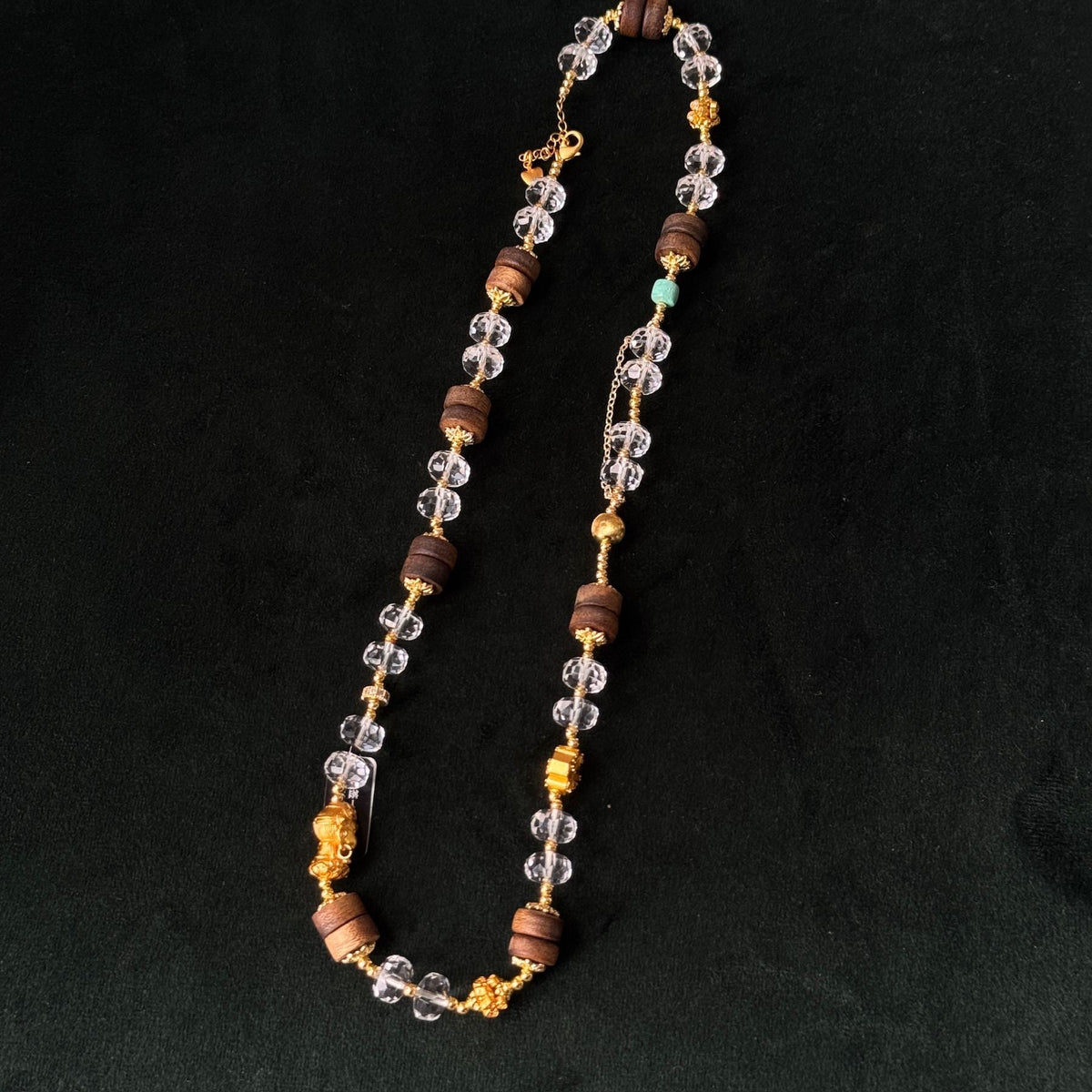 Natural Crystal Agarwood Necklace | Elegant Long Beaded Jewelry Gift