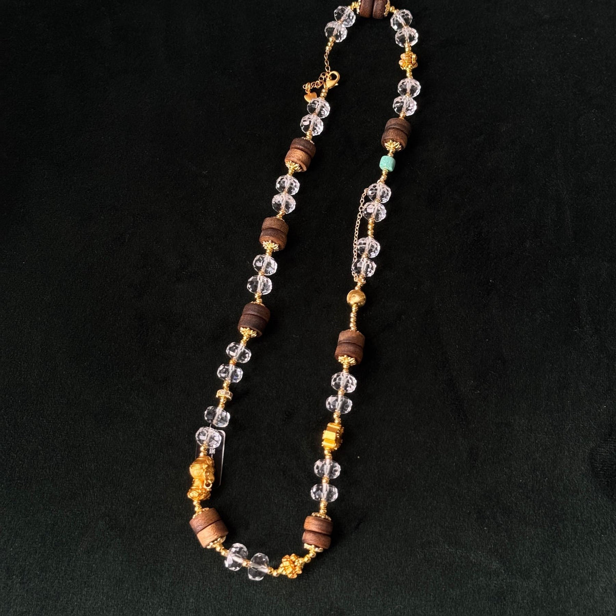 Natural Crystal Agarwood Necklace | Elegant Long Beaded Jewelry Gift