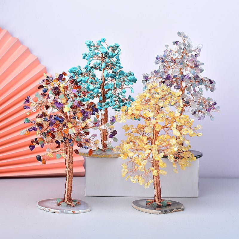 Natural Crystal Crushed Stone Fortune Tree Ornaments - EclipticJew