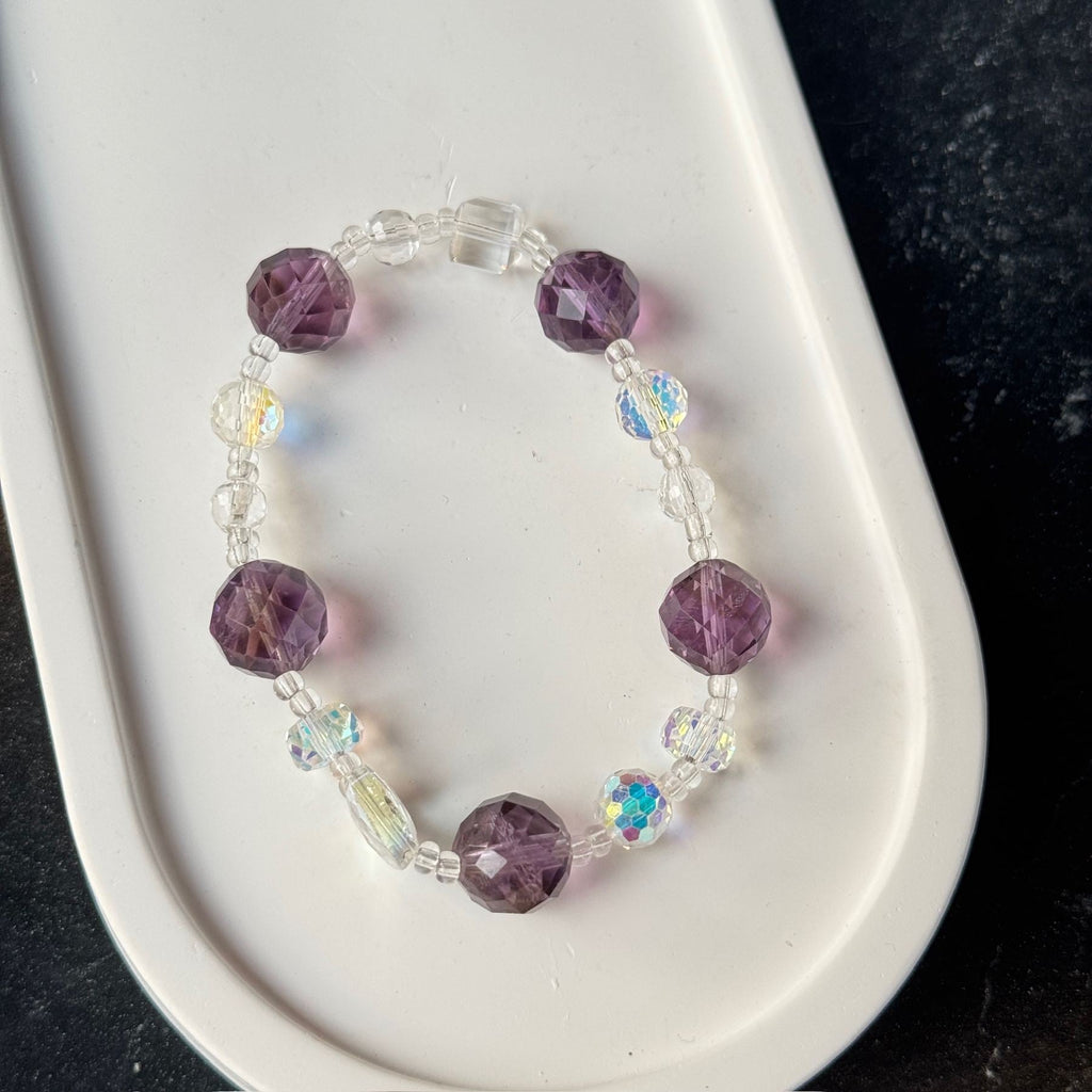Natural Faceted Amethyst Bracelet | Iridescent Rainbow Aura Quartz Amulet | Taoist Consecrated Intuition & Spiritual Protection Jewelry