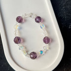 Natural Faceted Amethyst Bracelet | Iridescent Rainbow Aura Quartz Amulet | Taoist Consecrated Intuition & Spiritual Protection Jewelry