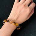 Natural Golden Rutilated Quartz & Tiger’s Eye Power Bracelet | Taoist Blessed Bracelet