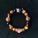 Natural Golden Rutilated Quartz & Tiger’s Eye Power Bracelet | Taoist Blessed Bracelet