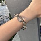 Natural Green Phantom Quartz Bracelet | Garden Quartz Square Slab Amulet | Taoist Consecrated Career Wealth & Transformation Jewelry