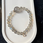 Natural Labradorite Bracelet | Large Grey Phantom Quartz Energy Amulet | Taoist Consecrated Aura Protection & Third Eye Intuition Crystal Jewelry