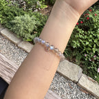 Natural Labradorite Bracelet | Large Grey Phantom Quartz Energy Amulet | Taoist Consecrated Aura Protection & Third Eye Intuition Crystal Jewelry