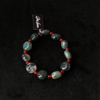 Natural Moss Agate With Red Agate Accents | Grounding & Protection Crystal Bracelet
