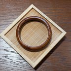 Natural Peach Wood Bangle, Aged Wooden Protection Bracelet, Classic Round Wood Cuff, Spiritual Defense Jewelry for Women, 15mm