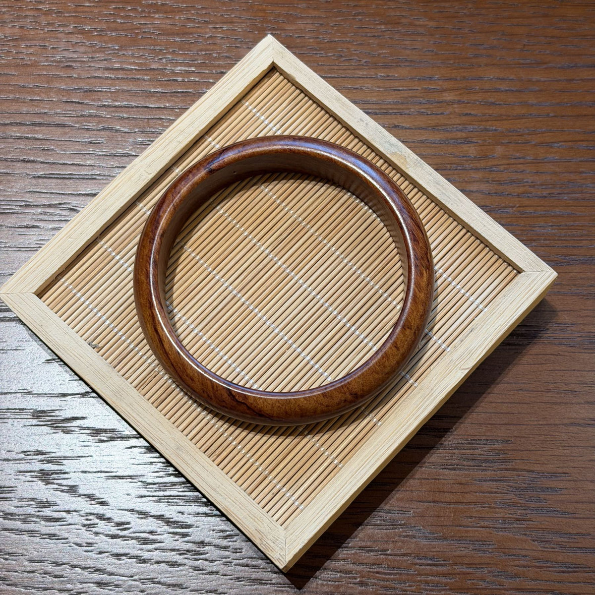 Natural Peach Wood Bangle, Aged Wooden Protection Bracelet, Classic Round Wood Cuff, Spiritual Defense Jewelry for Women, 15mm