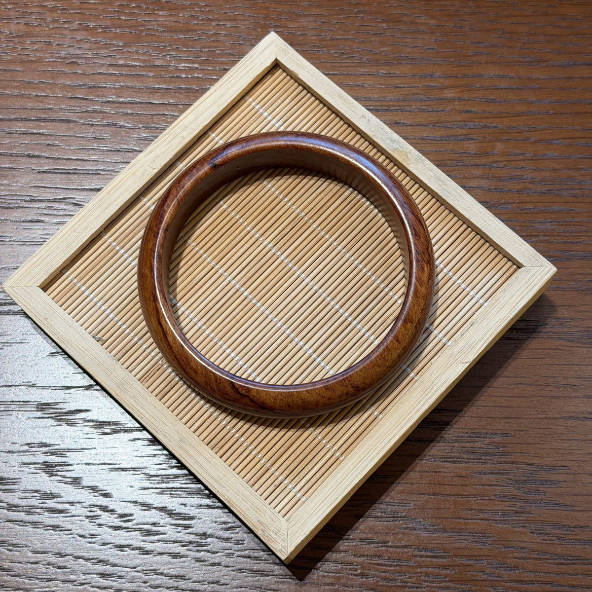 Natural Peach Wood Bangle, Aged Wooden Protection Bracelet, Classic Round Wood Cuff, Spiritual Defense Jewelry for Women, 15mm