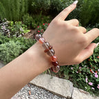 Natural Red Jiao Hua & Smoky Quartz Bracelet | Consecrated Fire Quartz Energy Amulet | Taoist Protection & Wealth Magnet Crystal Jewelry