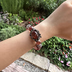 Natural Red Jiao Hua Oval Focal Bracelet | Fire Quartz Flower of Wealth Amulet | Taoist Consecrated Protection & Career Abundance Jewelry
