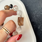 Natural Red Rutilated Quartz Bracelet | Geometric Hexagonal Crystal Slab Amulet | Taoist Consecrated Grounding Protection & Windfall Wealth Jewelry