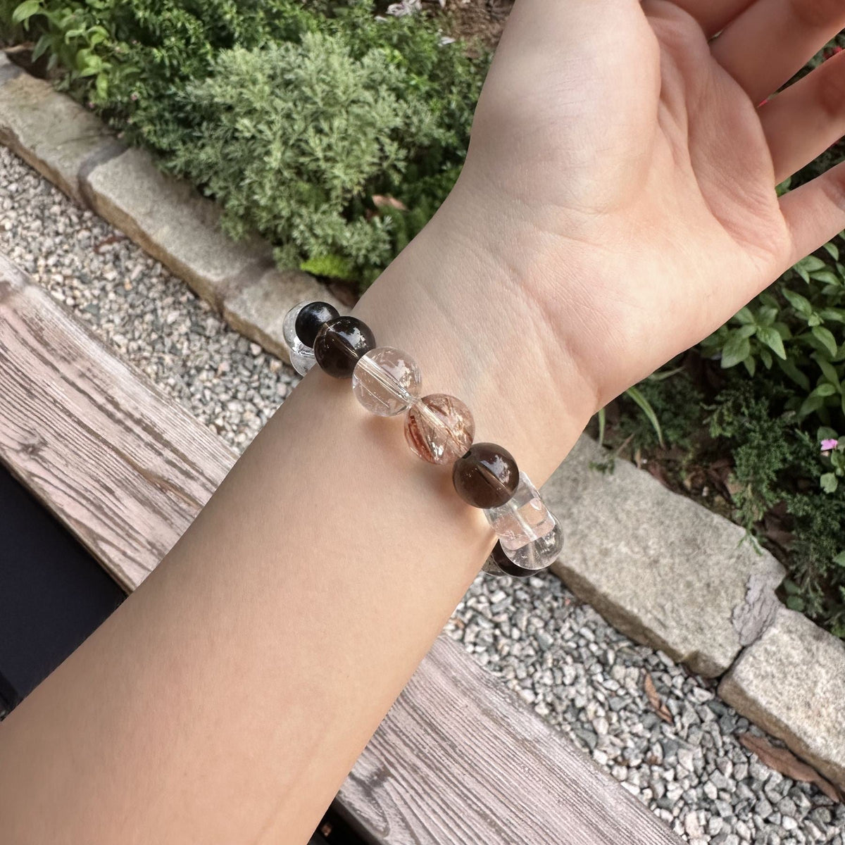 Natural Red Rutilated Quartz Bracelet | Geometric Hexagonal Crystal Slab Amulet | Taoist Consecrated Grounding Protection & Windfall Wealth Jewelry