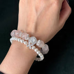 Natural Star Rose Quartz & Pearl Lucky Bracelet | Love Energy Taoist Blessed Bracelet