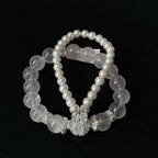 Natural Star Rose Quartz & Pearl Lucky Bracelet | Love Energy Taoist Blessed Bracelet