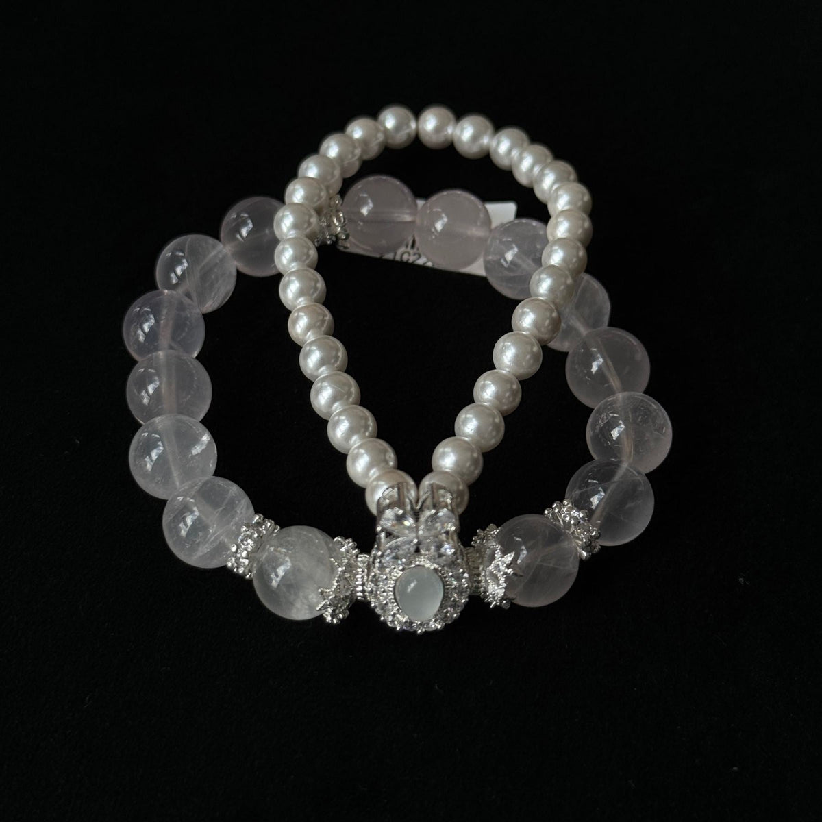 Natural Star Rose Quartz & Pearl Lucky Bracelet | Love Energy Taoist Blessed Bracelet