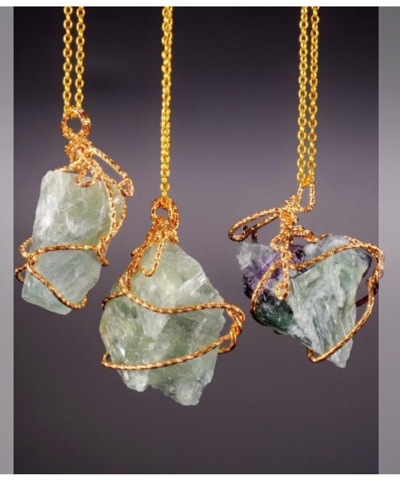 Natural stone pendant irregular crystal rough necklace - EclipticJew