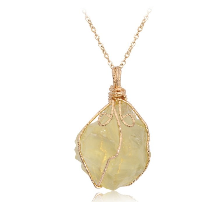 Natural stone pendant irregular crystal rough necklace - EclipticJew