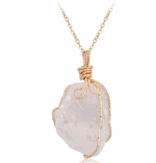 Natural stone pendant irregular crystal rough necklace - EclipticJew