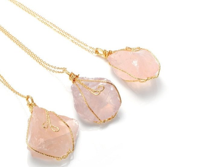 Natural stone pendant irregular crystal rough necklace - EclipticJew