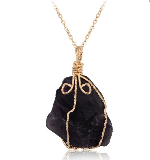 Natural stone pendant irregular crystal rough necklace - EclipticJew