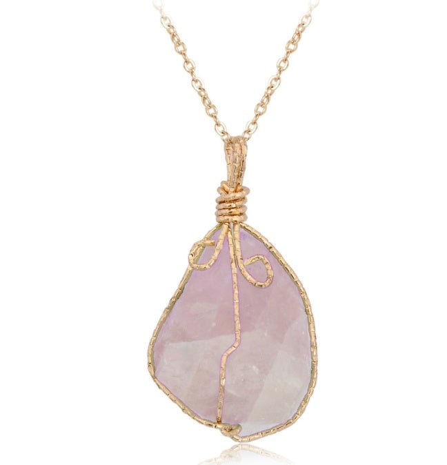 Natural stone pendant irregular crystal rough necklace - EclipticJew
