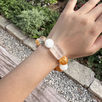 Natural Yellow Jiao Hua Bracelet | Geometric Clear Quartz Slab Amulet | Taoist Consecrated Golden Fire Quartz Prosperity Jewelry
