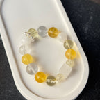 Natural Yellow Jiao Hua Statement Bracelet | Golden Fire Quartz Wealth Amulet | Taoist Consecrated Windfall Luck & Side-Hustle Prosperity Jewelry