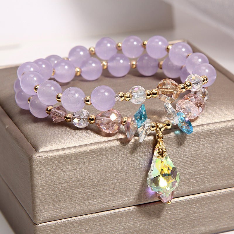 Pastel Glow Double - Layer Quartz Crystal Charm Bracelet - EclipticJew
