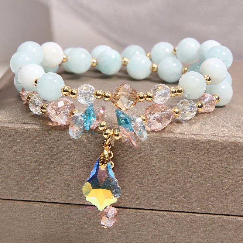 Pastel Glow Double - Layer Quartz Crystal Charm Bracelet - EclipticJew