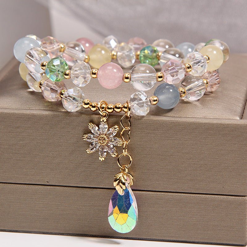 Pastel Glow Double - Layer Quartz Crystal Charm Bracelet - EclipticJew
