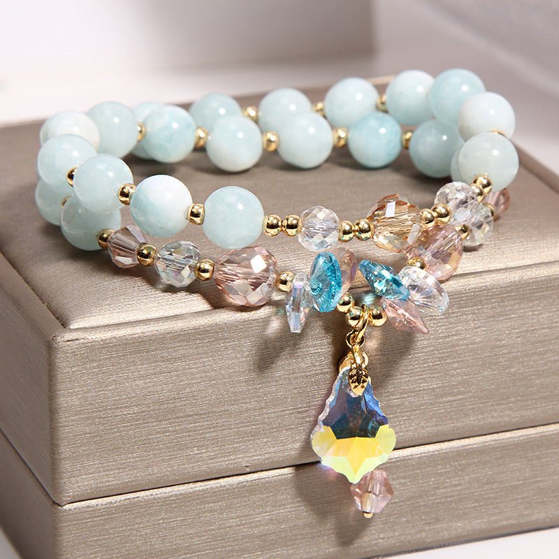 Pastel Glow Double - Layer Quartz Crystal Charm Bracelet - EclipticJew