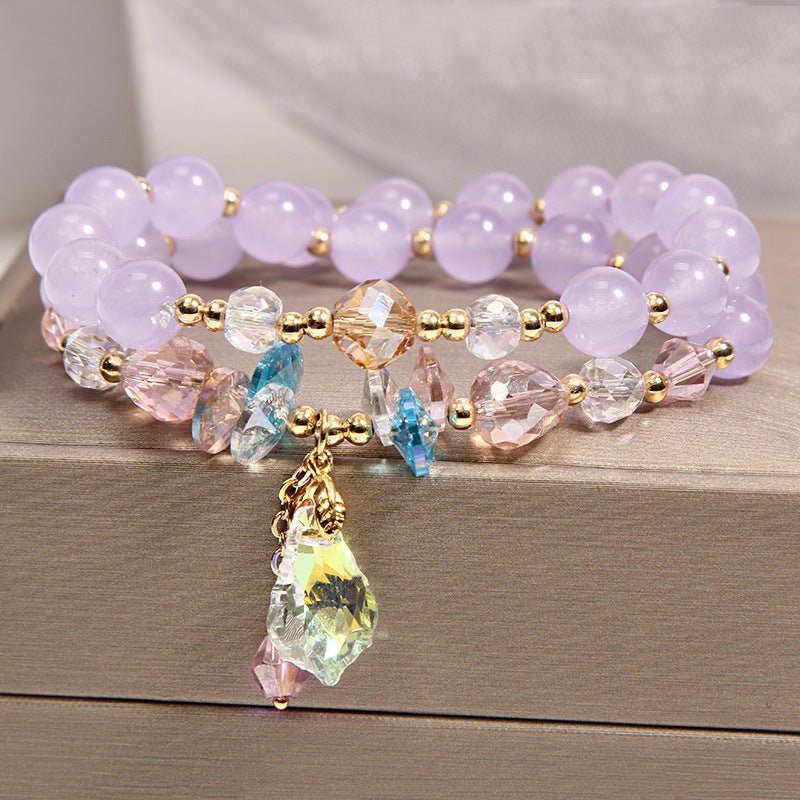 Pastel Glow Double - Layer Quartz Crystal Charm Bracelet - EclipticJew