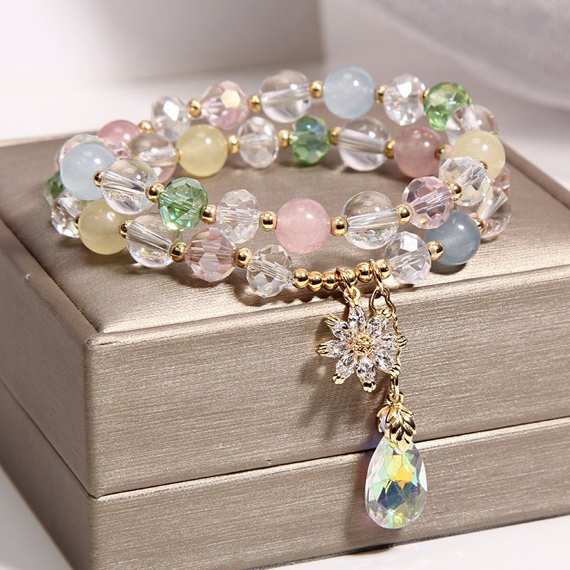 Pastel Glow Double - Layer Quartz Crystal Charm Bracelet - EclipticJew