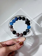 Phantom Tide Ocean Crystal Bracelet | Blue Flash, Rutilated Quartz & Black Tourmaline