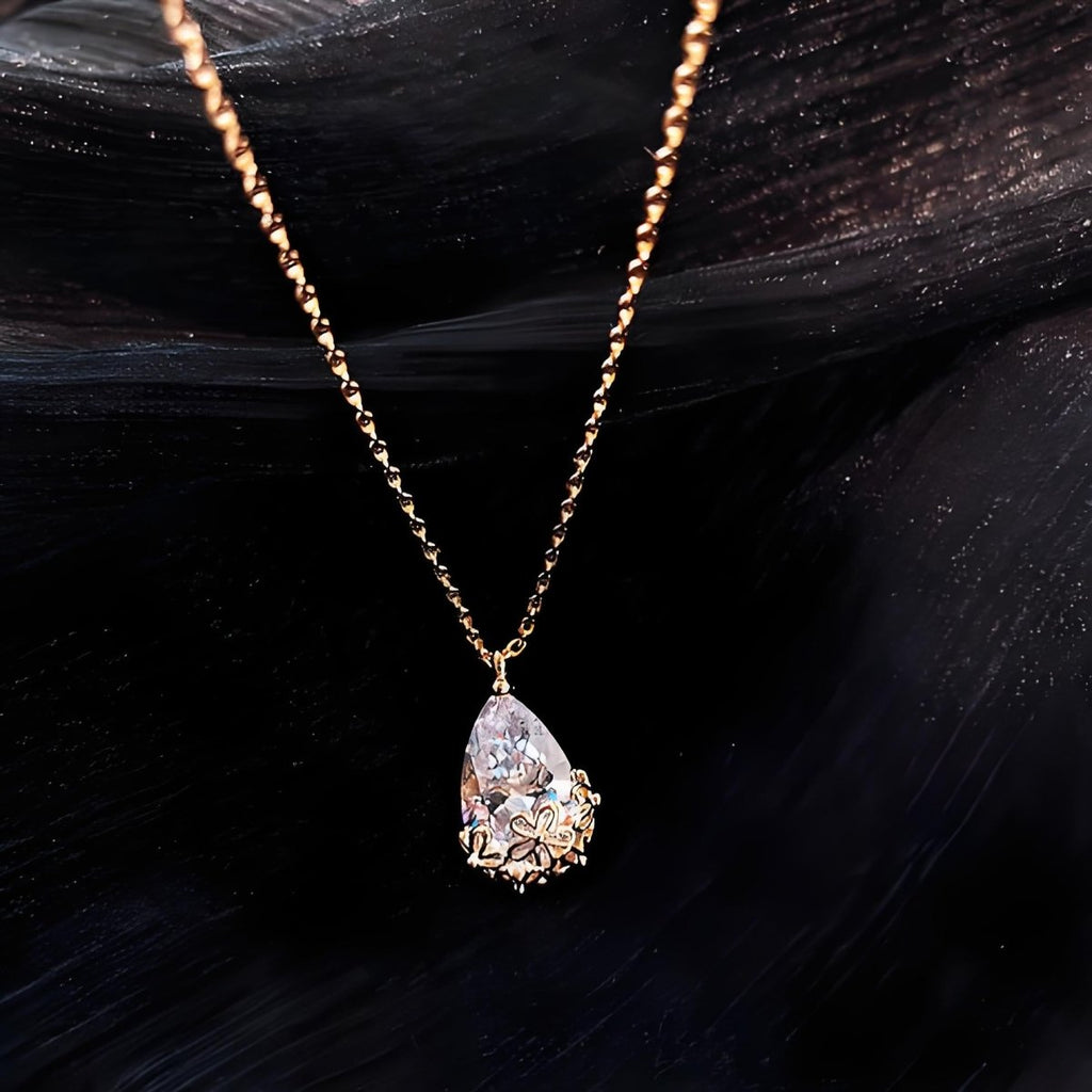 Pink Purple Water Drop Crystal Pendant Necklace for Women - EclipticJewpendant