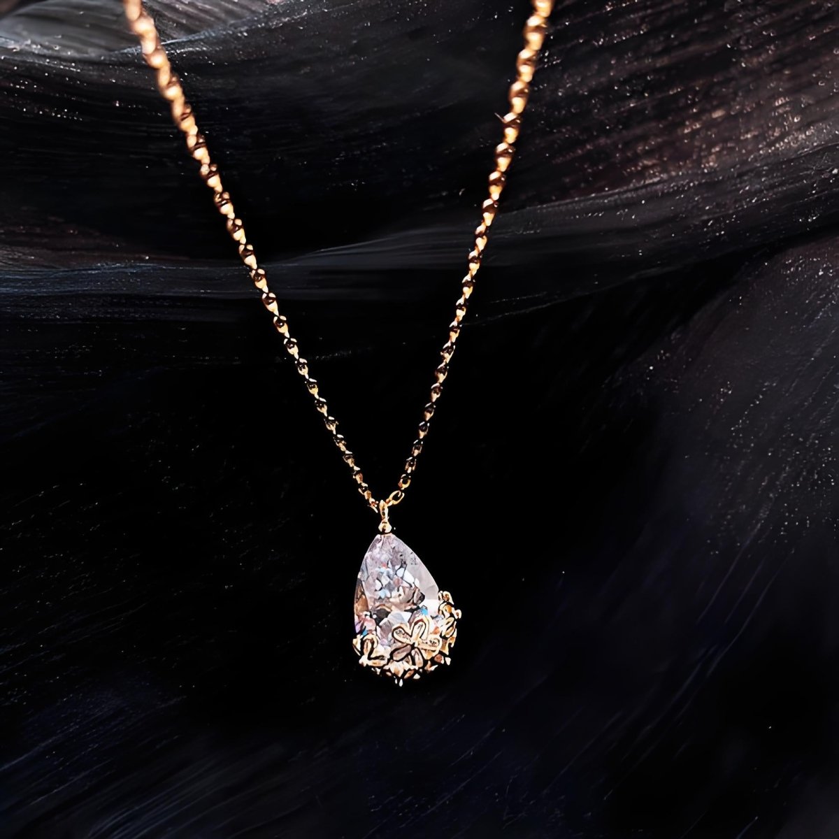 Pink Purple Water Drop Crystal Pendant Necklace for Women - EclipticJewpendant