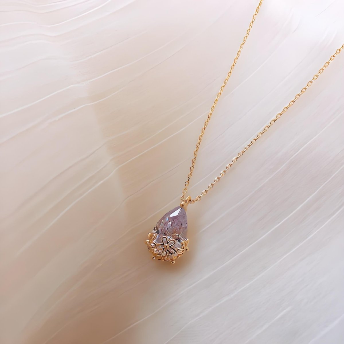 Pink Purple Water Drop Crystal Pendant Necklace for Women - EclipticJewpendant
