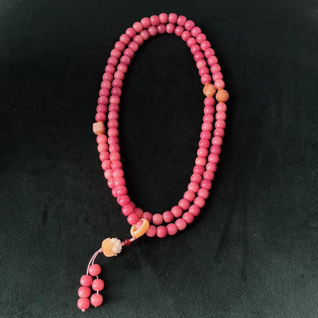 Plum Blossom Pink Bodhi Mala | 108 Beads Meditation Necklace & Bracelet