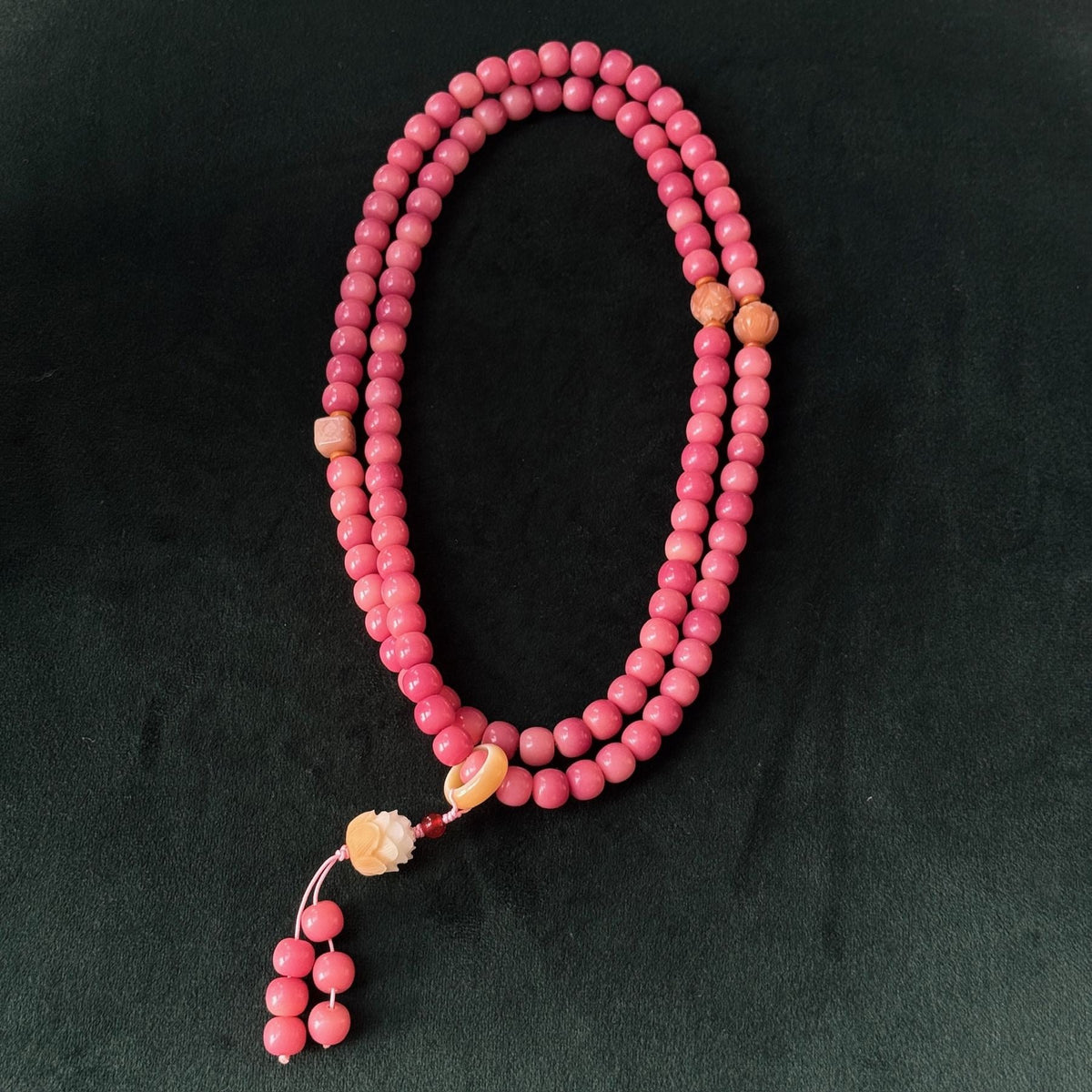 Plum Blossom Pink Bodhi Mala | 108 Beads Meditation Necklace & Bracelet
