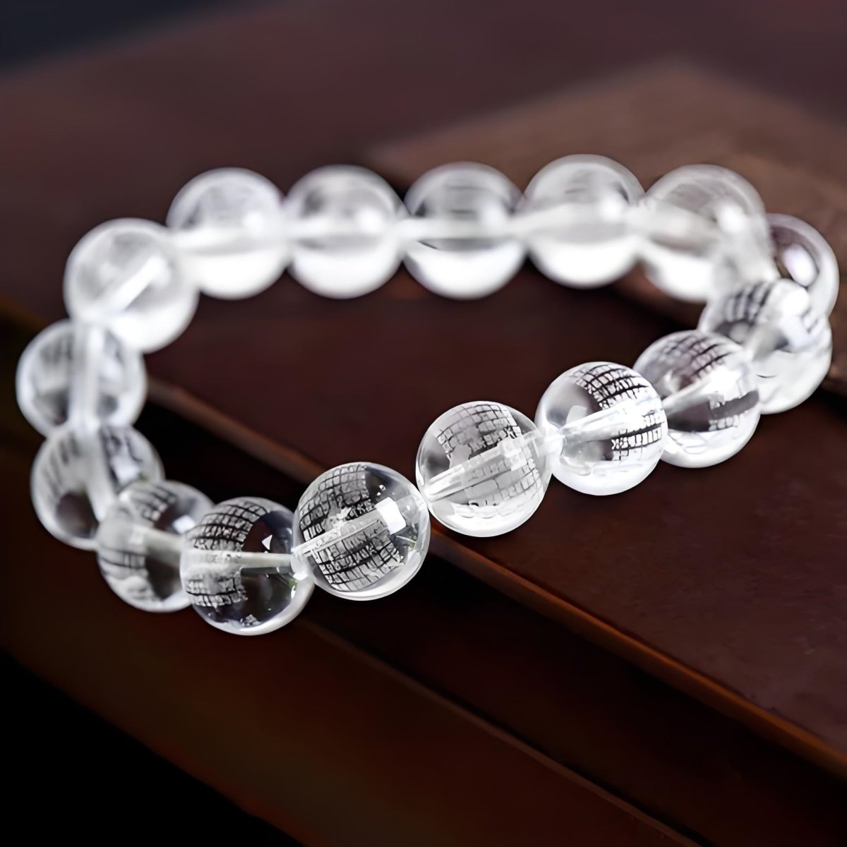 Prajna Paramita Heart Sutra Engraved Quartz crystal energy bracelet - EclipticJewBraceletsClear quartznew