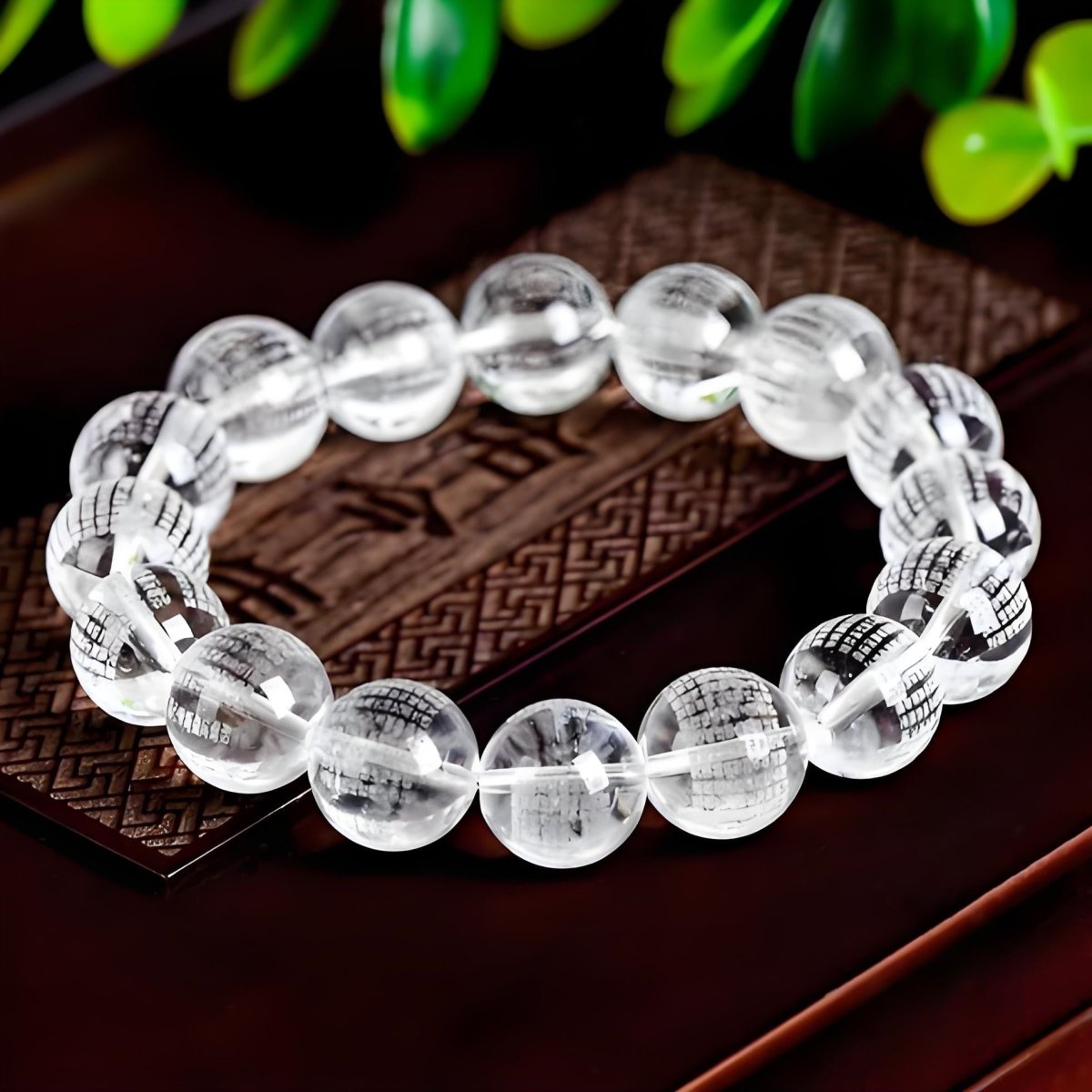 Prajna Paramita Heart Sutra Engraved Quartz crystal energy bracelet - EclipticJewBraceletsClear quartznew