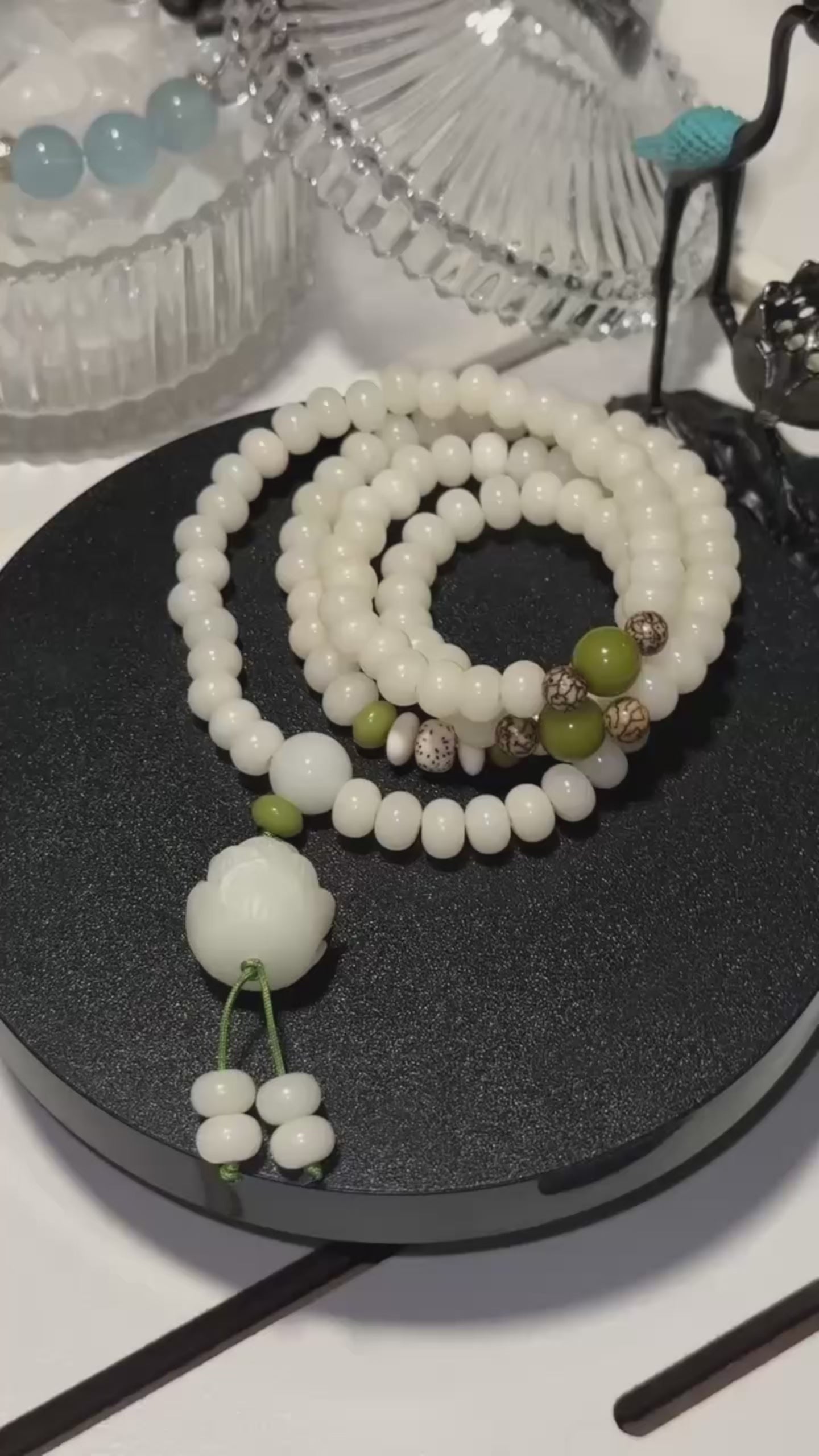 Natural Bodhi Seed Bracelet White Bodhi Seed Mala Blessed