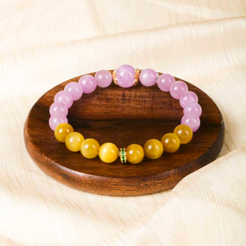 Monet Water Lilies Bracelet — Kunzite & Golden Tiger Eye EclipticJew