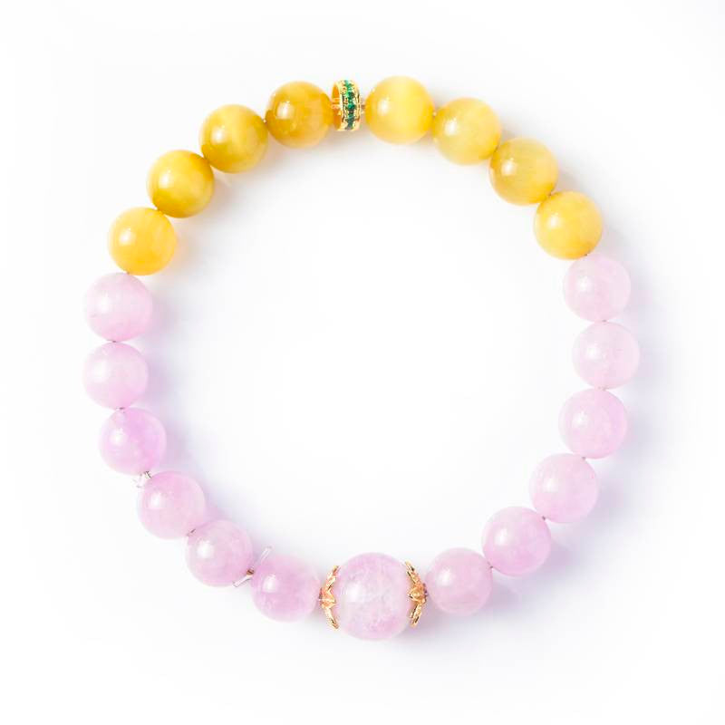 Monet Water Lilies Bracelet — Kunzite & Golden Tiger Eye EclipticJew