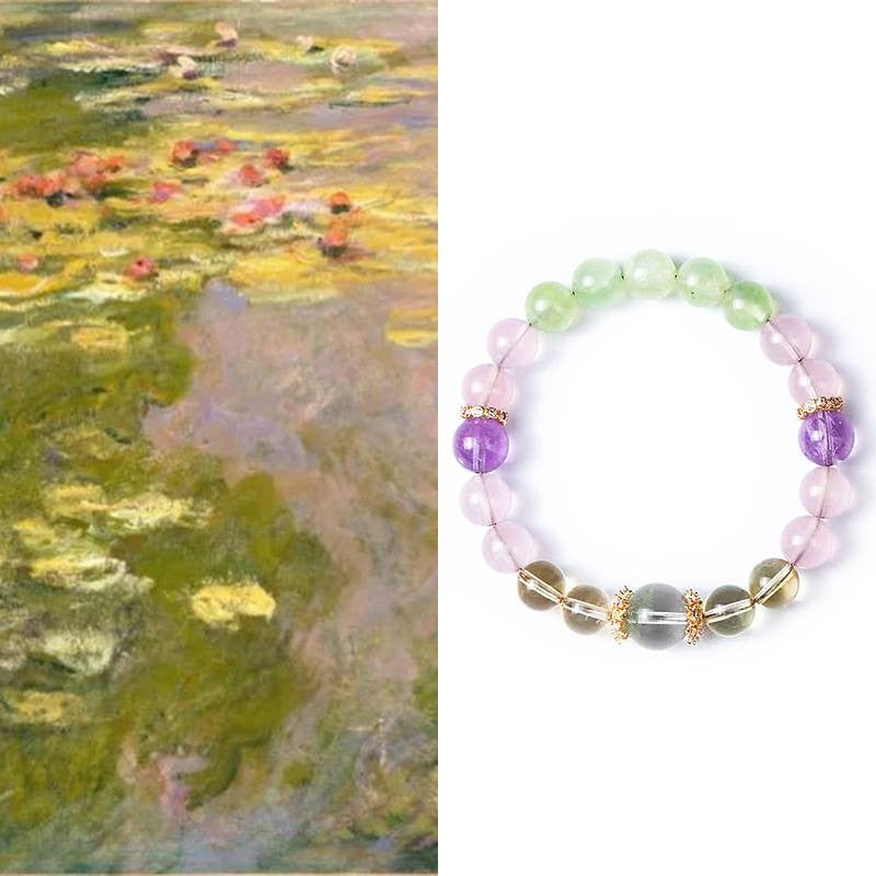 Monet Water Lilies Bracelet — Clear Quartz, Rose Quartz, Prehnite & Amethyst EclipticJew