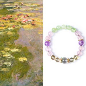 Monet Water Lilies Bracelet — Clear Quartz, Rose Quartz, Prehnite & Amethyst EclipticJew