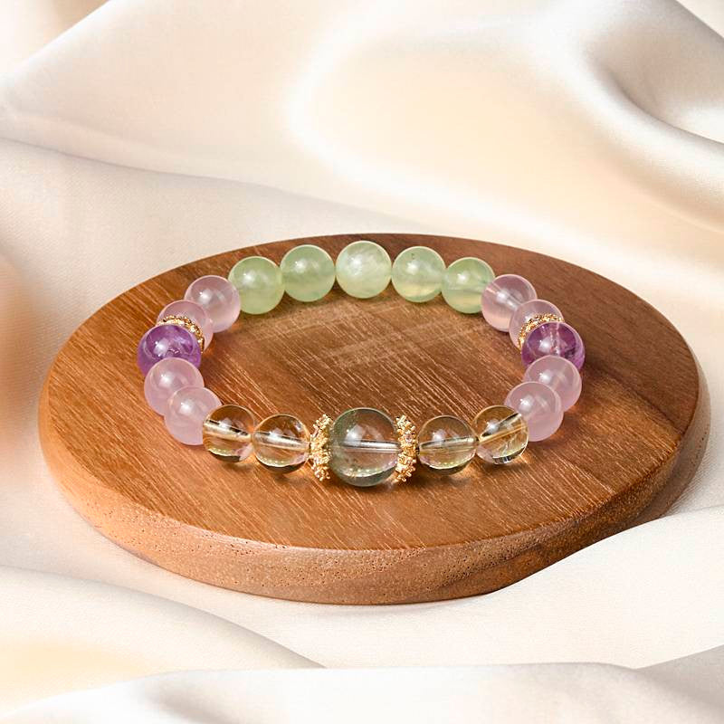 Monet Water Lilies Bracelet — Clear Quartz, Rose Quartz, Prehnite & Amethyst EclipticJew